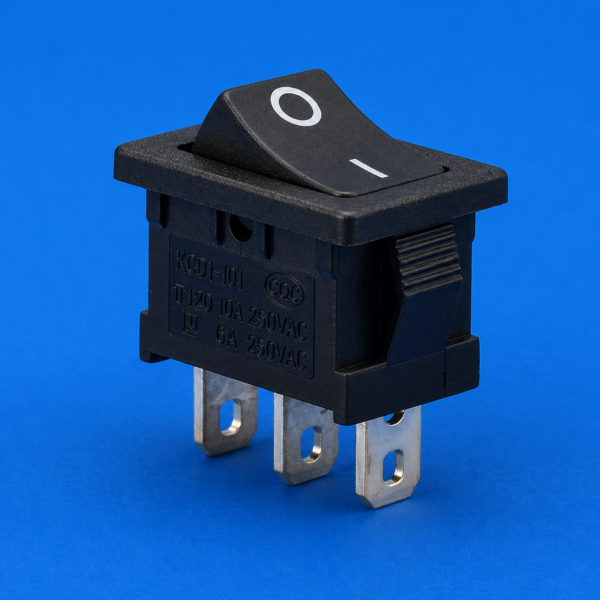 1D10 Rocker Switch: 3-Pin, SPDT, 10A